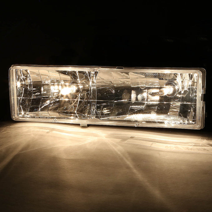 D-Motoring - Headlights - Chrome Housing - Amber Corner - Plug-n-Play - Pair - Chevrolet C1500 Pickup / Suburban / C2500 Pickup / GMC C1500 Pickup / Suburban / C2500 Pickup - 2