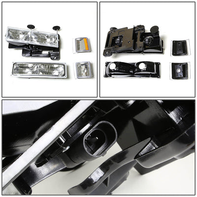 D-Motoring - Headlights - Chrome Housing - Amber Corner - Plug-n-Play - Pair - Chevrolet C1500 Pickup / Suburban / C2500 Pickup / GMC C1500 Pickup / Suburban / C2500 Pickup - 4