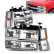 94-99 Chevrolet Pickup Suburban C 1500 2500 3500 Headlights - Chrome Housing - Amber Corner - Plug-n-Play - Pair