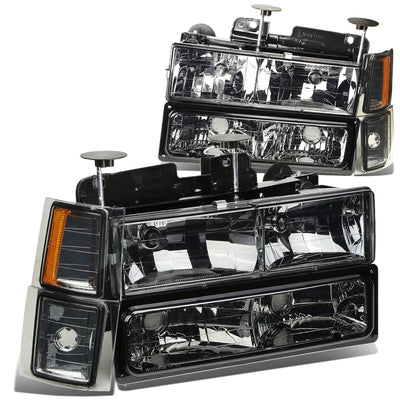 D-Motoring - Headlights - Smoked Lens - Amber Corner - Plug-n-Play - Pair - Chevrolet C1500 Pickup / Suburban / C2500 Pickup / GMC C1500 Pickup / Suburban / C2500 Pickup - 1