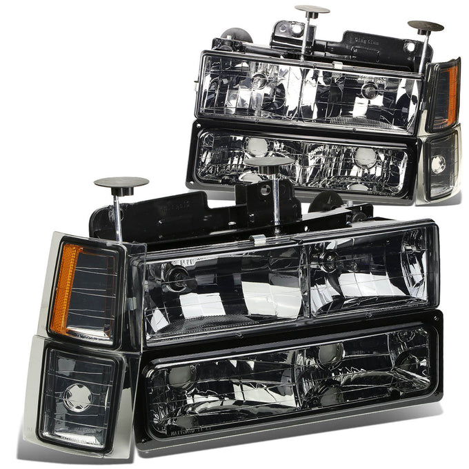 D-Motoring - Headlights - Smoked Lens - Amber Corner - Plug-n-Play - Pair - Chevrolet C1500 Pickup / Suburban / C2500 Pickup / GMC C1500 Pickup / Suburban / C2500 Pickup - 1