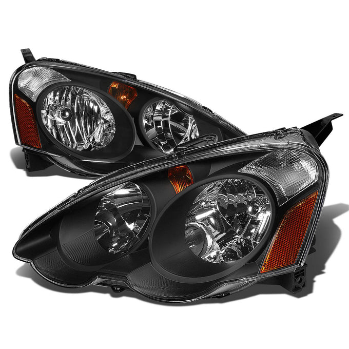 D-Motoring - Headlights - Black Housing - Amber Corner - Plug-n-Play - Pair - 2-04 Acura RSX - 1