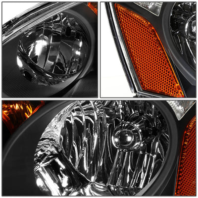 D-Motoring - Headlights - Black Housing - Amber Corner - Plug-n-Play - Pair - 2-04 Acura RSX - 2