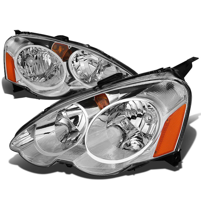 D-Motoring - Headlights - Chrome Housing - Amber Corner - Plug-n-Play - Pair - 2-04 Acura RSX - 1