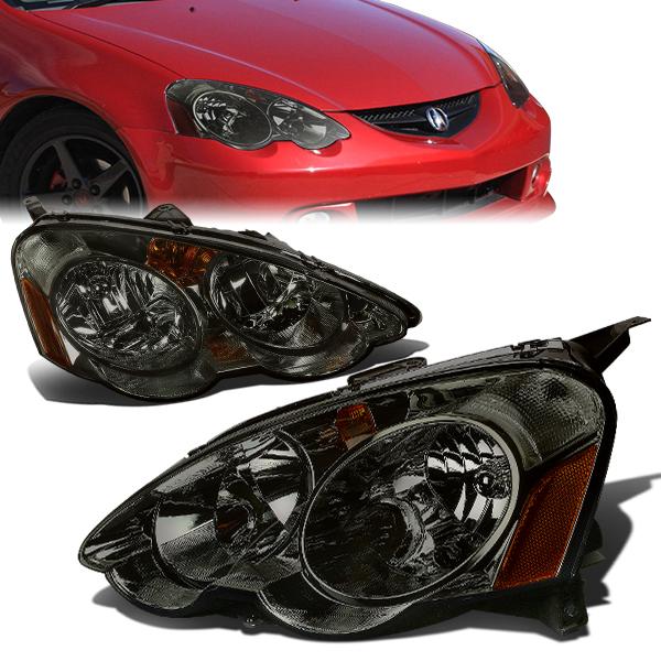 02-04 Acura RSX Headlights - Smoked Housing - Amber Corner - Plug-n-Play - Pair