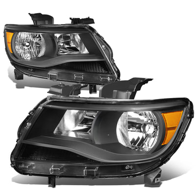 D-Motoring - Headlights - Black Housing - Clear Lens - Amber Corner - Plug-n-Play - Pair - 15-17 Chevy Colorado - 1