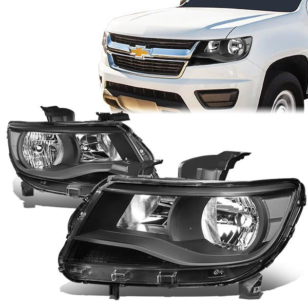 15-17 Chevy Colorado Headlights - Black Housing - Clear Lens - Clear Corner - Plug-n-Play - Pair
