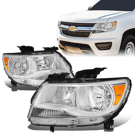 15-17 Chevy Colorado Headlights - Chrome Housing - Clear Lens - Amber Corner - Plug-n-Play - Pair