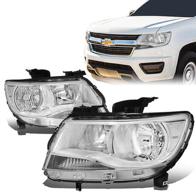 15-17 Chevy Colorado Headlights - Chrome Housing - Clear Lens - Clear Corner - Plug-n-Play - Pair