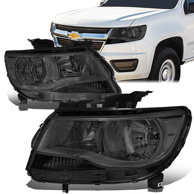 15-17 Chevy Colorado Headlights - Smoked Housing - Smoked Lens - Clear Corner - Plug-n-Play - Pair