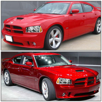 D-Motoring - Headlights - Chrome Housing - Amber Corner - Plug-n-Play - Pair - 06-10 Dodge Charger - 5