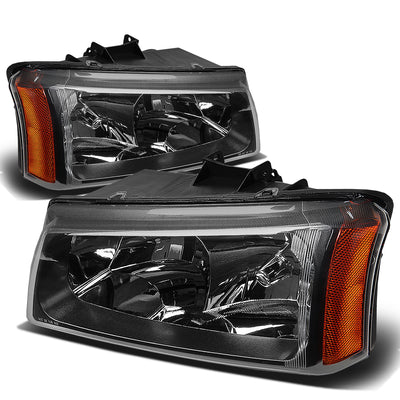 D-Motoring - Headlights - Black Housing - Amber Corner - 2PCS - Plug-n-Play - Pair - 03-06 Chevrolet Avalanche 1500 / 2500 / SIlverado 1500 / 1500HD / 2500HD / 3500 / 2500 - 1