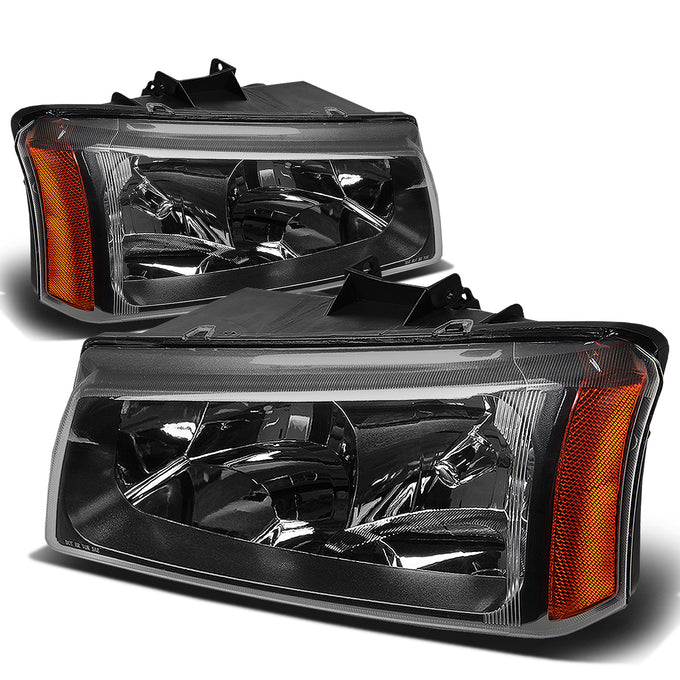 D-Motoring - Headlights - Black Housing - Amber Corner - 2PCS - Plug-n-Play - Pair - 03-06 Chevrolet Avalanche 1500 / 2500 / SIlverado 1500 / 1500HD / 2500HD / 3500 / 2500 - 1