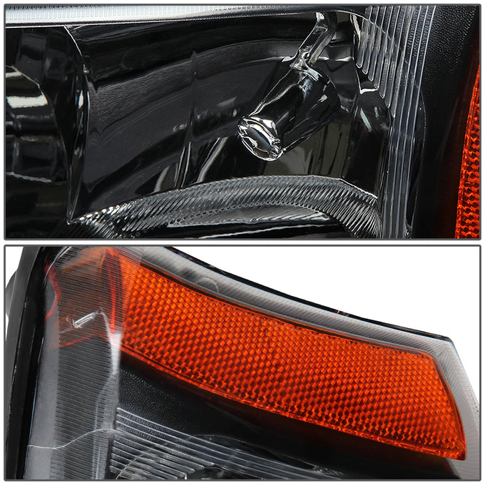D-Motoring - Headlights - Black Housing - Amber Corner - 2PCS - Plug-n-Play - Pair - 03-06 Chevrolet Avalanche 1500 / 2500 / SIlverado 1500 / 1500HD / 2500HD / 3500 / 2500 - 2