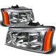 D-Motoring - Headlights - Chrome Housing - Amber Corner - 2 PCS - Plug-n-Play - Pair - Chevrolet Avalanche 1500 / 2500 / SIlverado 1500 / 1500HD / 2500HD / 3500 / 2500 - 1