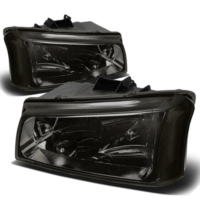 D-Motoring - Headlights - Smoked Lens - Clear Corner - 2 PCS - Plug-n-Play - Pair - Chevrolet Avalanche 1500 / 2500 / SIlverado 1500 / 1500HD / 2500HD / 3500 / 2500 - 1
