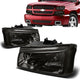 03-06 Chevy Chevrolet Avalanche Silverado 1500 3500 2500 Headlights - Smoked Housing - Plug-n-Play - Pair