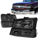03-06 Chevy Chevrolet Avalanche Silverado 1500 3500 2500 Headlights - Smoked Housing - Plug-n-Play - Pair