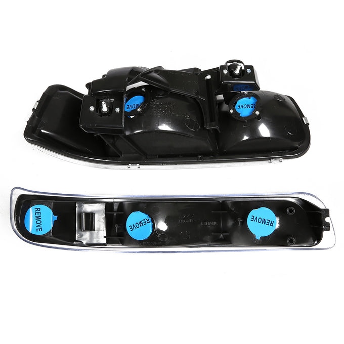 D-Motoring - Headlights - Black Housing - Amber Corner - Plug-n-Play - Pair - Chevrolet SIlverado 1500(HD) / 2500(HD) / 3500HD / Suburban 1500 / 2500 / Tahoe - 4