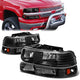 99-06 Chevrolet Silverado Suburban 1500 2500 3500 Tahoe Headlights - Black Housing - Amber Corner - Plug-n-Play - Pair