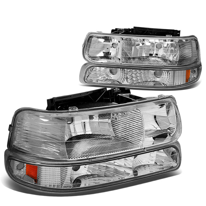 D-Motoring - Headlights - Chrome Housing - Amber Corner - Plug-n-Play - Pair - Chevrolet SIlverado 1500(HD) / 2500(HD) / 3500HD / Suburban 1500 / 2500 / Tahoe - 1