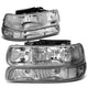 D-Motoring - Headlights - Chrome Housing - 4 PCS - Plug-n-Play - Pair - Chevrolet SIlverado 1500(HD) / 2500(HD) / 3500HD / Suburban 1500 / 2500 / Tahoe - 4