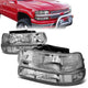 99-06 Chevrolet Silverado Suburban 1500 2500 3500 Tahoe Headlights - Chrome Housing - Plug-n-Play - Pair