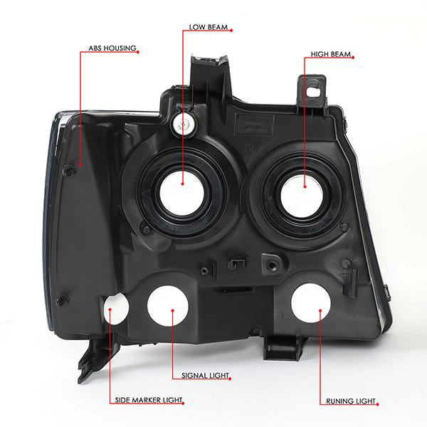 07-14 Chevy Tahoe Suburban Headlights - Black Housing - Plug-n-Play - Pair - 6