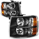 D-Motoring - 07-14 Chevy Silverado  Headlights - Black Housing - Amber Reflector - Plug-n-Play - Pair - 1