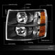 D-Motoring - 07-14 Chevy Silverado  Headlights - Black Housing - Amber Reflector - Plug-n-Play - Pair - 2