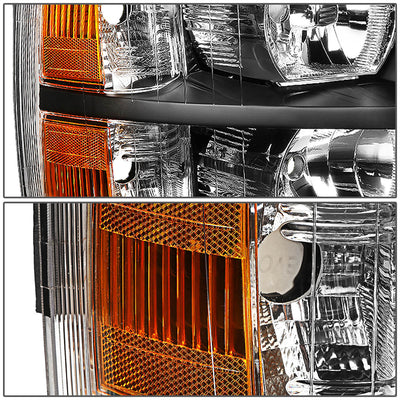 D-Motoring - 07-14 Chevy Silverado  Headlights - Black Housing - Amber Reflector - Plug-n-Play - Pair - 4