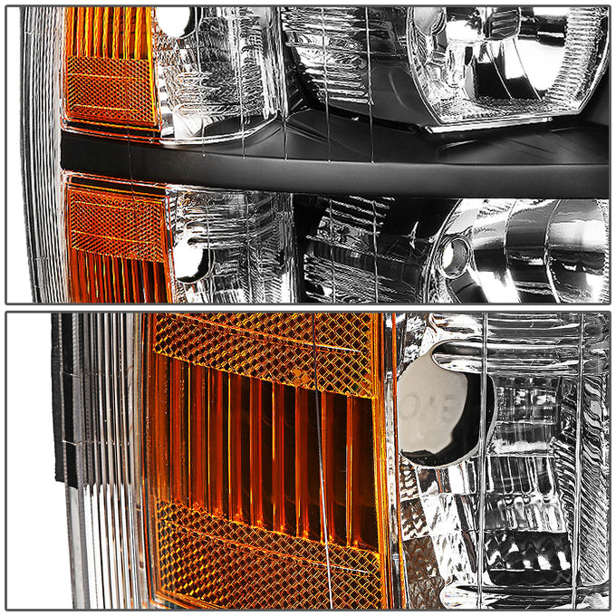 D-Motoring - 07-14 Chevy Silverado  Headlights - Black Housing - Amber Reflector - Plug-n-Play - Pair - 4
