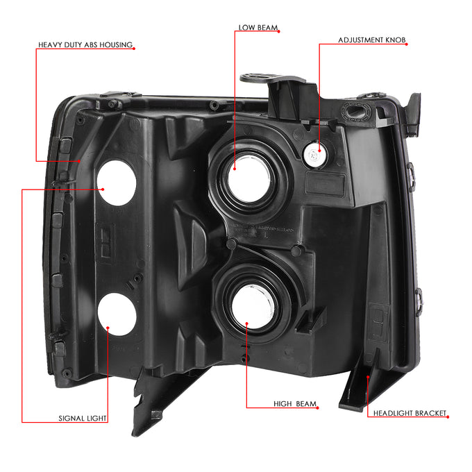 D-Motoring - 7-14 Chevy Silverado 1500 2500 3500 Headlights - Smoked Lens - Amber Corner - Plug-n-Play - Pair - 6
