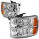 D-Motoring - 07-14 Chevy Silverado  Headlights - Chrome Housing - Amber Corner - Plug-n-Play - 1 Set - 1