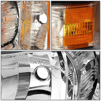 D-Motoring - 07-14 Chevy Silverado  Headlights - Chrome Housing - Amber Corner - Plug-n-Play - 1 Set - 4