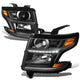 D-Motoring - Headlights - LED DRL - Black Housing - Amber Corner - Projector - Plug-n-Play - Pair - Chevrolet Tahoe / Suburban - 1