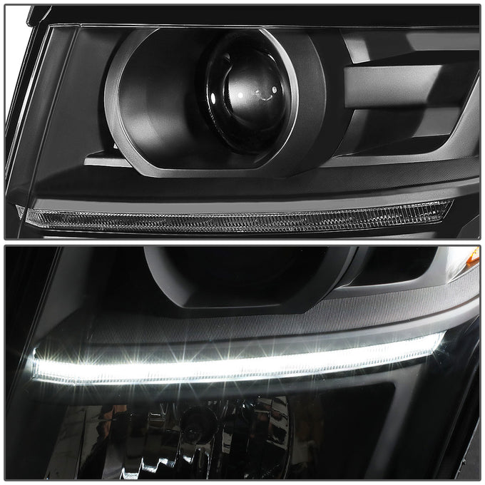 D-Motoring - Headlights - LED DRL - Black Housing - Amber Corner - Projector - Plug-n-Play - Pair - Chevrolet Tahoe / Suburban - 3