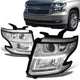 15-17 Chevrolet Tahoe Suburban Headlights - LED DRL - Chrome Housing - Projector - Plug-n-Play - Pair