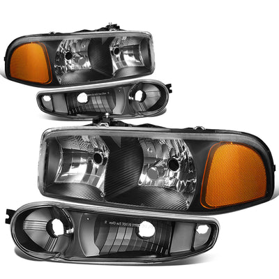 D-Motoring - Headlights - Black Housing - Clear Lens - Amber Corner - Plug-n-Play - Pair - GMC SIERRA C3 / 1500 DENALI / CLASSIC / GMC YUKON DENALI / XL 1500 DENALI - 1
