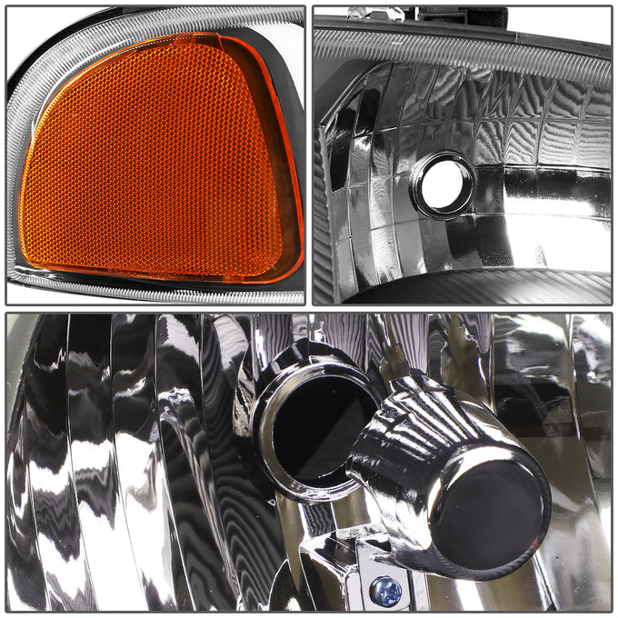 D-Motoring - Headlights - Black Housing - Clear Lens - Amber Corner - Plug-n-Play - Pair - GMC SIERRA C3 / 1500 DENALI / CLASSIC / GMC YUKON DENALI / XL 1500 DENALI - 3