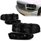 01-07 GMC Sierra C3 1500 Yukon Denali Headlights - Black Housing - Smoked Lens - Clear Corner - Plug-n-Play - Pair