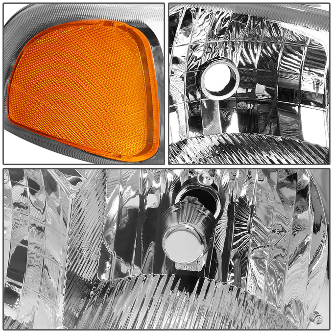D-Motoring - Headlights - Chrome Housing - Clear Lens - Amber Corner - Plug-n-Play - Pair - GMC SIERRA C3 / 1500 DENALI / CLASSIC / GMC YUKON DENALI / XL 1500 DENALI - 3