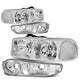 D-Motoring - Headlights - Chrome Housing - Clear Lens - Clear Corner - Plug-n-Play - Pair - GMC SIERRA C3 / 1500 DENALI / CLASSIC / GMC YUKON DENALI / XL 1500 DENALI - 1