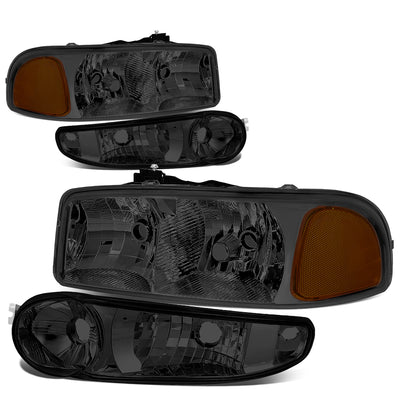 D-Motoring - Headlights - Smoked Lens - Amber Corner - Plug-n-Play - Pair - GMC SIERRA C3 / 1500 DENALI / CLASSIC / GMC YUKON DENALI / XL 1500 DENALI - 1