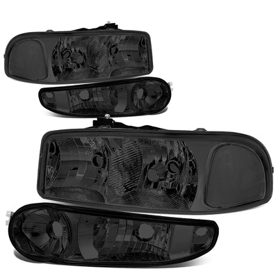 D-Motoring - Headlights - Smoked Lens - Clear Corner - Plug-n-Play - Pair - GMC SIERRA C3 / 1500 DENALI / CLASSIC / GMC YUKON DENALI / XL 1500 DENALI - 1