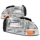 D-Motoring - Headlights - Chrome Housing - Amber Corner - Plug-n-Play - Pair - Dodge Dakota / Durango - 1