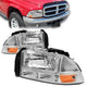 97-04 Dodge Dakota Durango Headlights - Chrome Housing - Amber Corner - Plug-n-Play - Pair