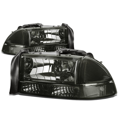 D-Motoring - Headlights - Smoked Lens - Clear Corner - Plug-n-Play - Pair - Dodge Dakota / Durango - 1