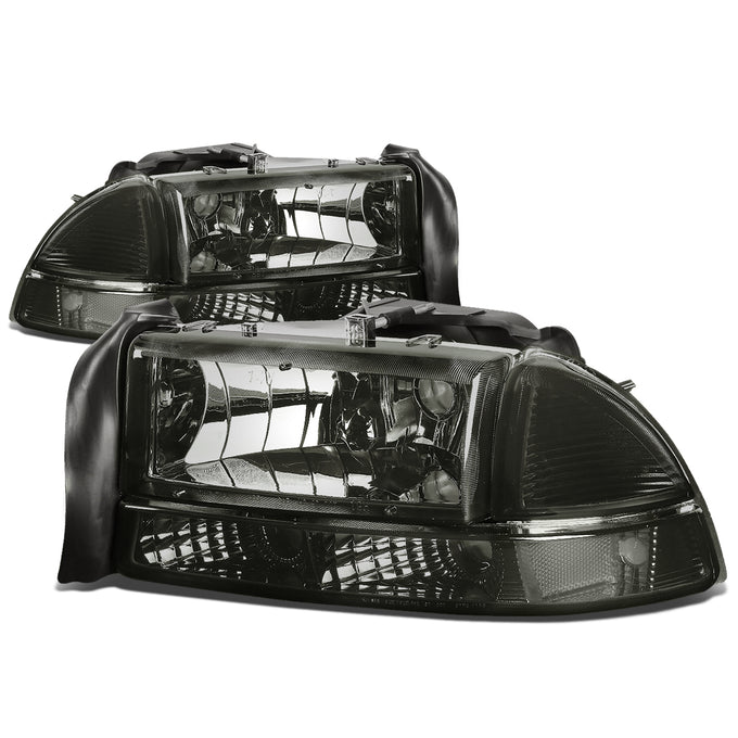 D-Motoring - Headlights - Smoked Lens - Clear Corner - Plug-n-Play - Pair - Dodge Dakota / Durango - 1