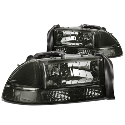 D-Motoring - Headlights - Smoked Lens - Clear Corner - Plug-n-Play - Pair - Dodge Dakota / Durango - 3